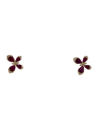 Earrings 14K Ruby & Diamond Butterfly Studs