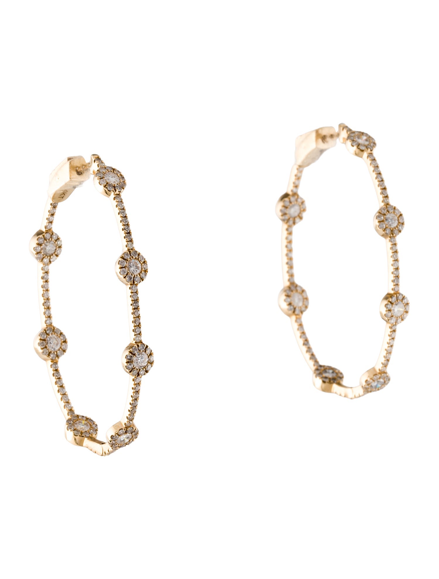 Earrings 14K 2.44ctw Diamond Inside-Out Hoop