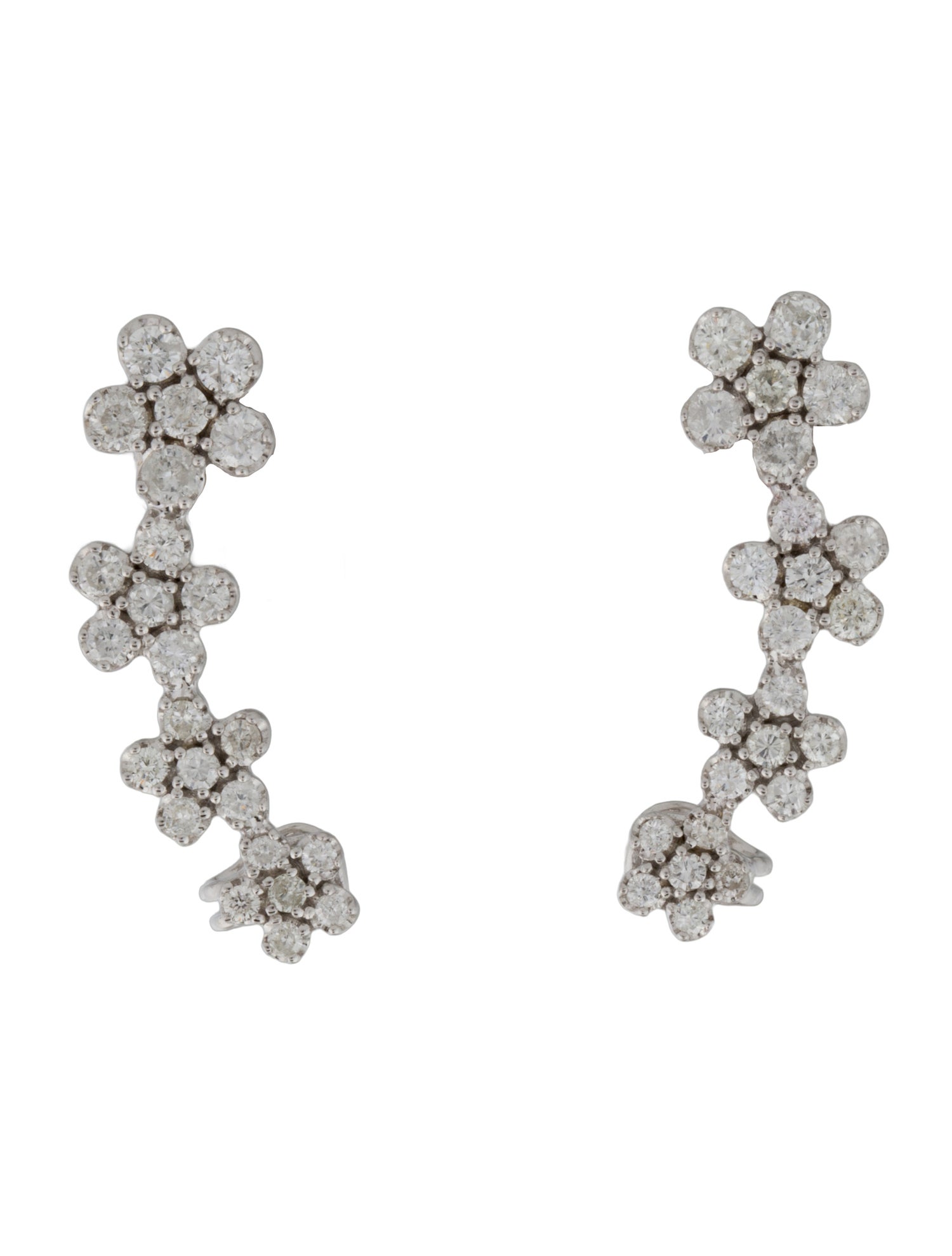 Earrings 14K 1.23ctw Diamond Floral Ear Climbers