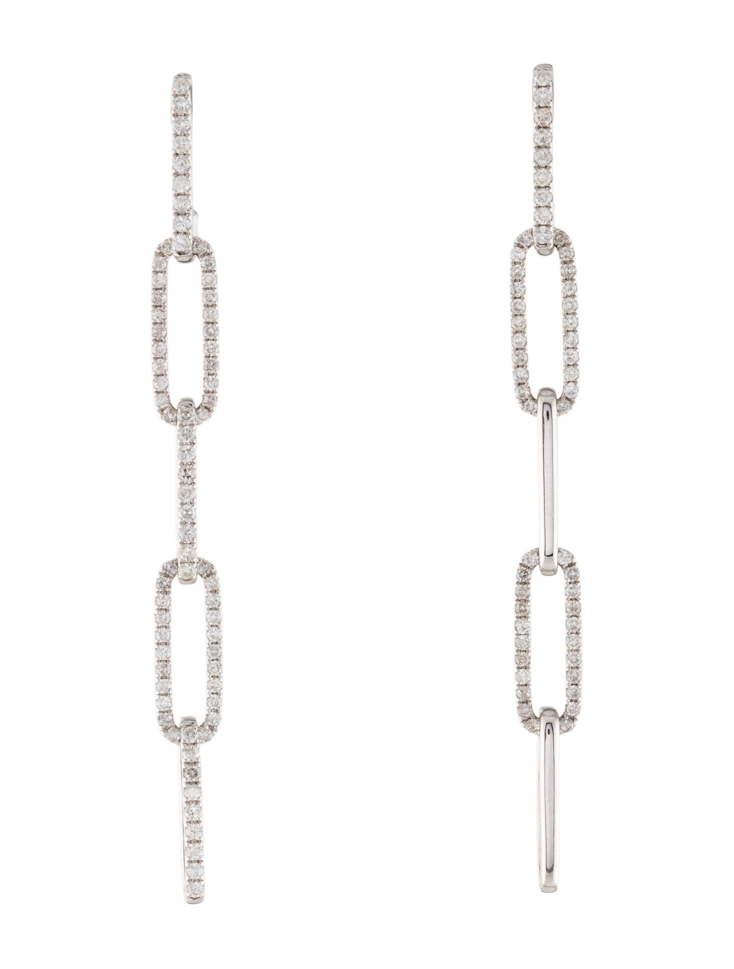 Earrings 14K 1.00ctw Diamond Paperclip Link Drop