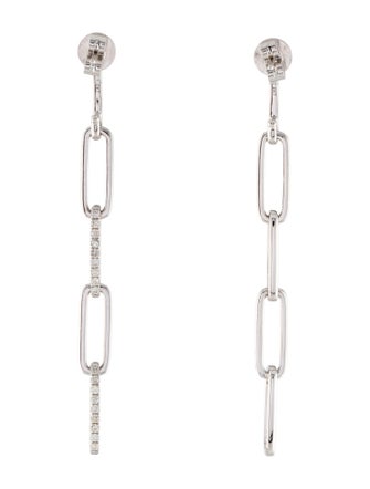 Earrings 14K 1.00ctw Diamond Paperclip Link Drop