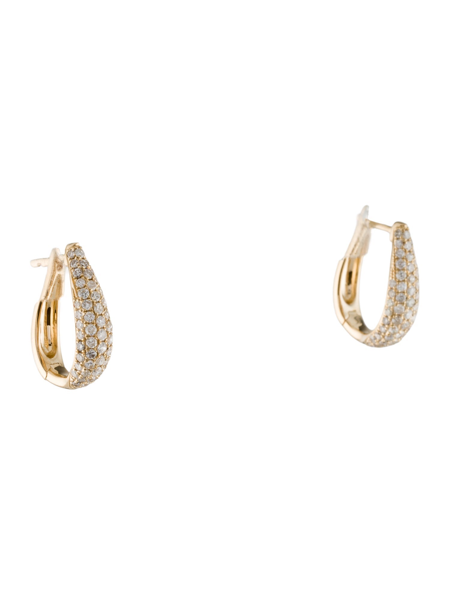 Earrings 14K 1.10ctw Tapered Pavé Diamond Huggie Earrings