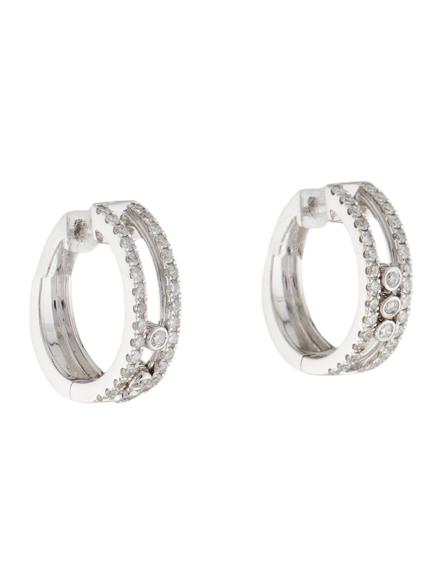 Earrings 14K Diamond Movable Accent Hoop Earrings