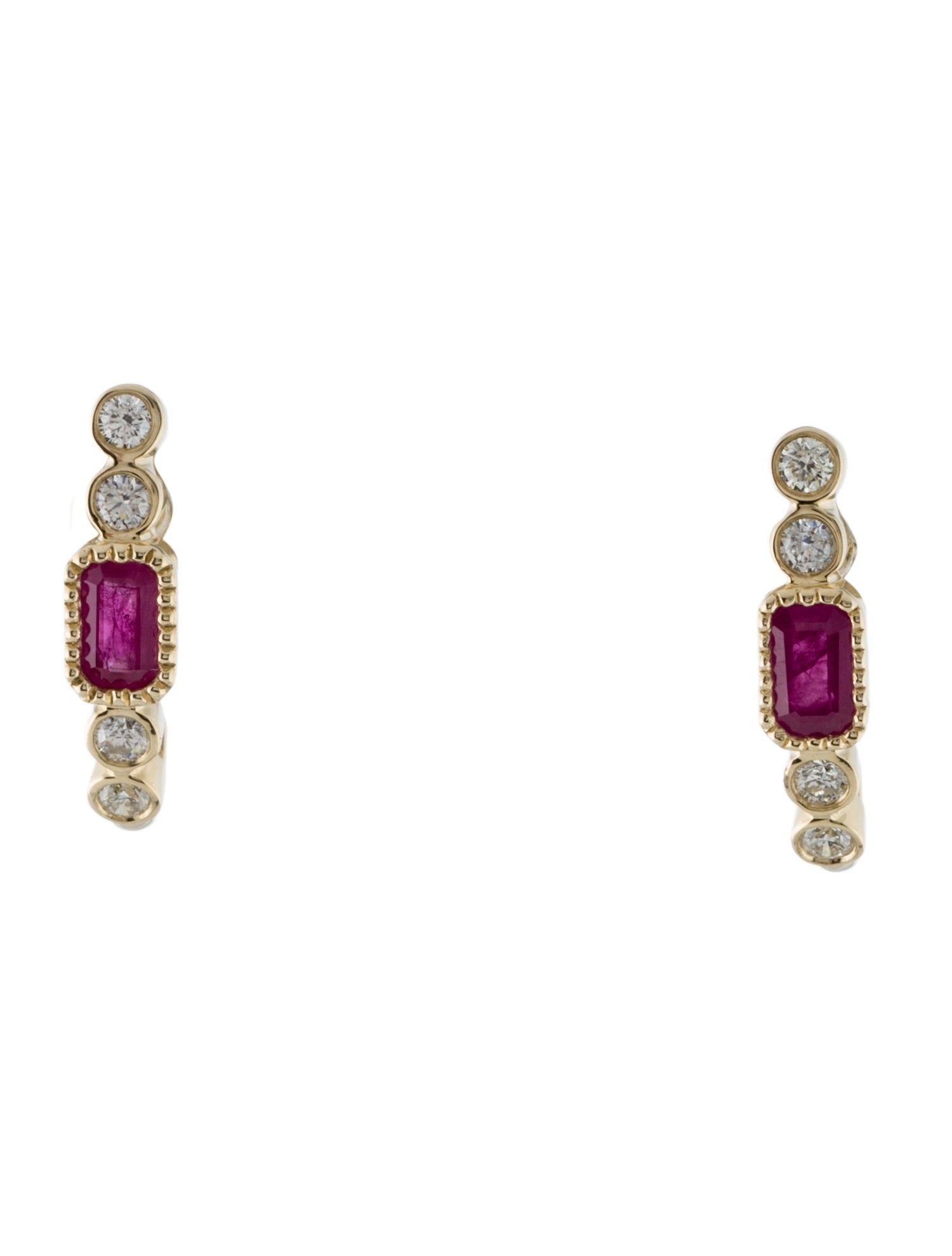 Earrings 14K Ruby & Diamond Drop Earrings