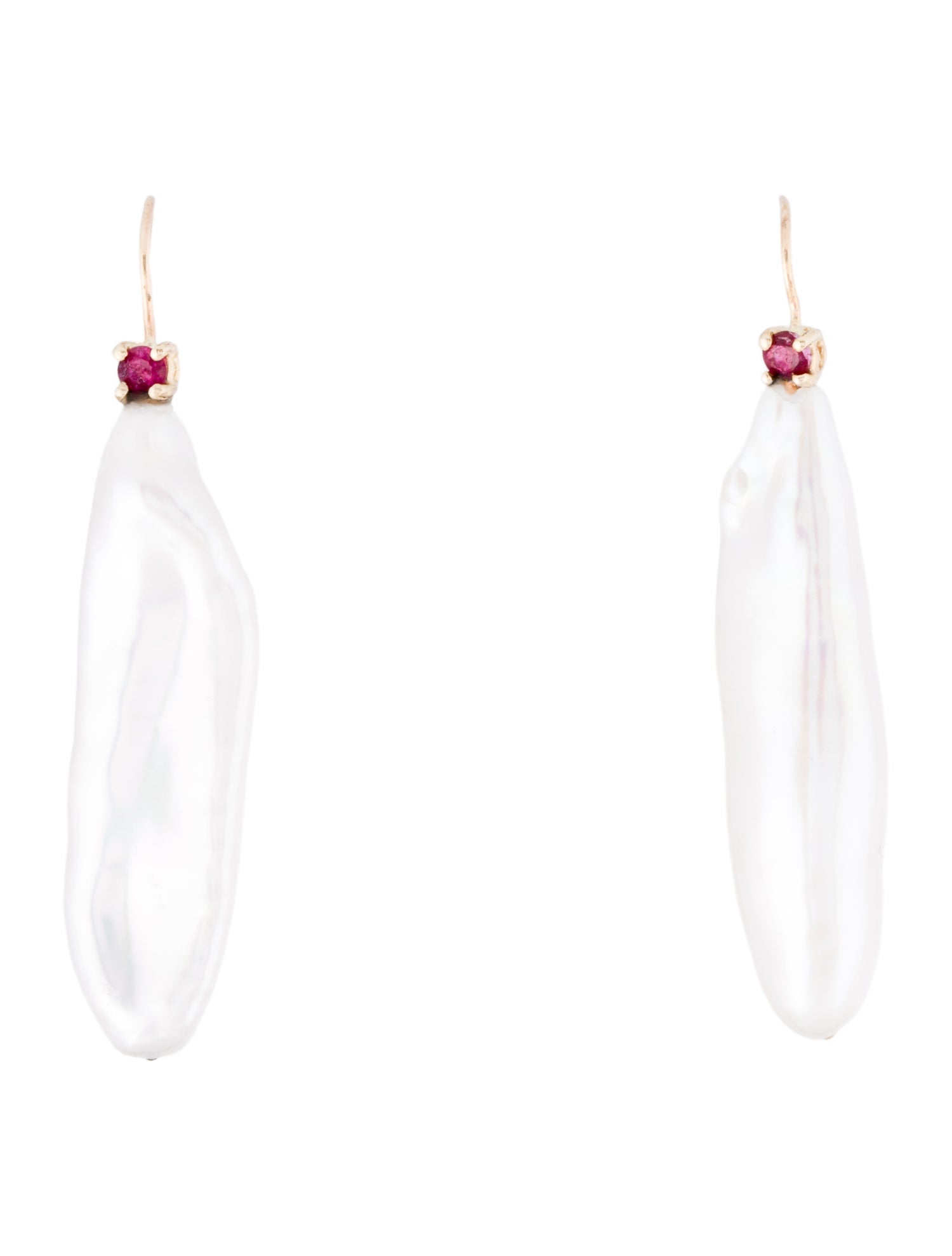 Earrings 14K Pearl & Ruby Drop Earrings