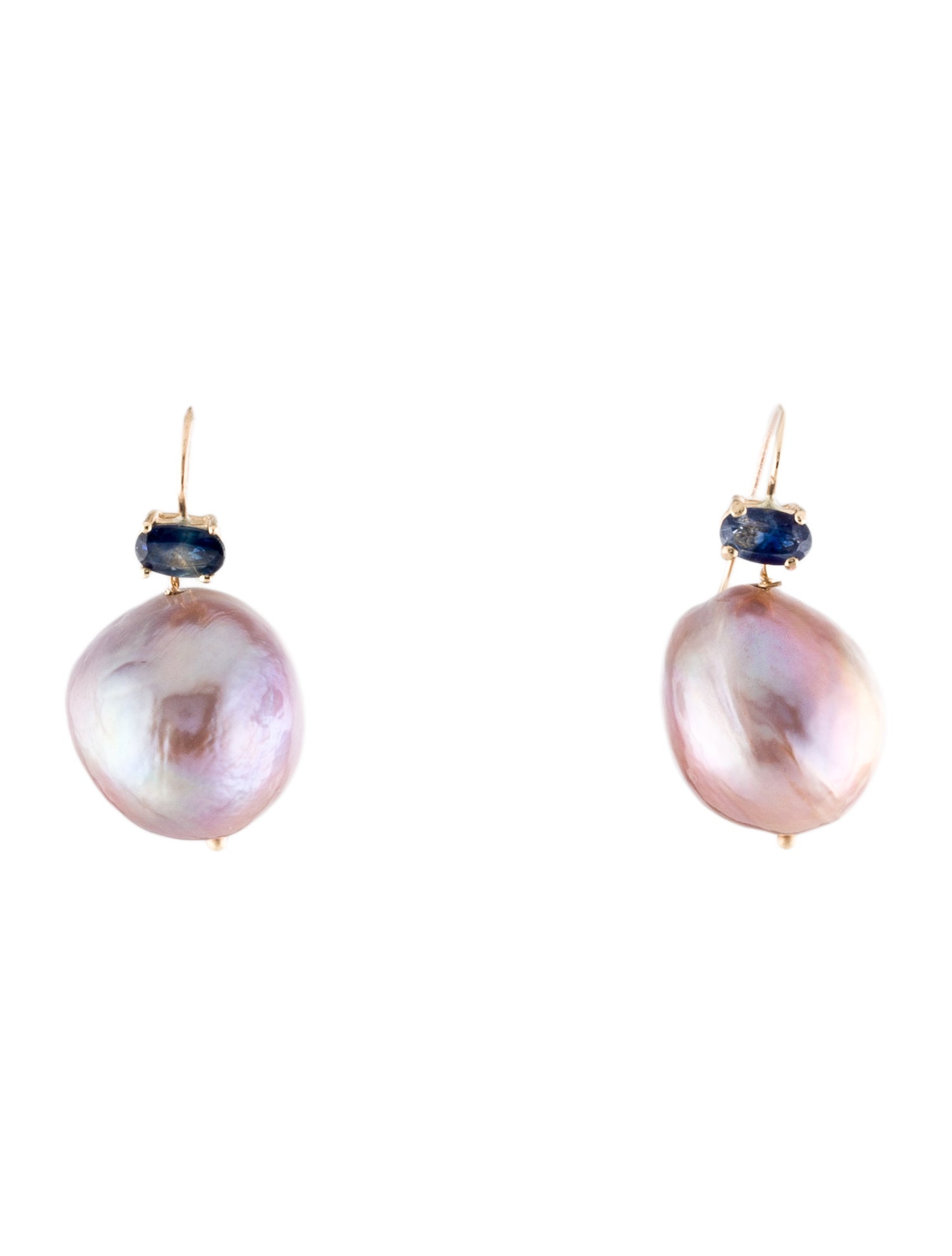Earrings 14K Pearl & Sapphire Drop