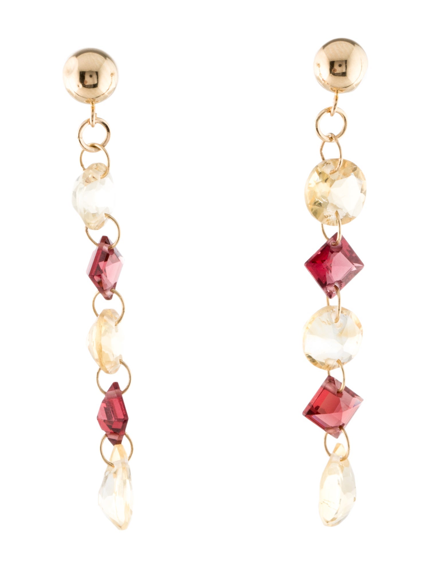 Earrings 14K Garnet & Citrine Drop Earrings
