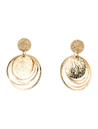 Earrings 14K Textured Circular Drop Earrings