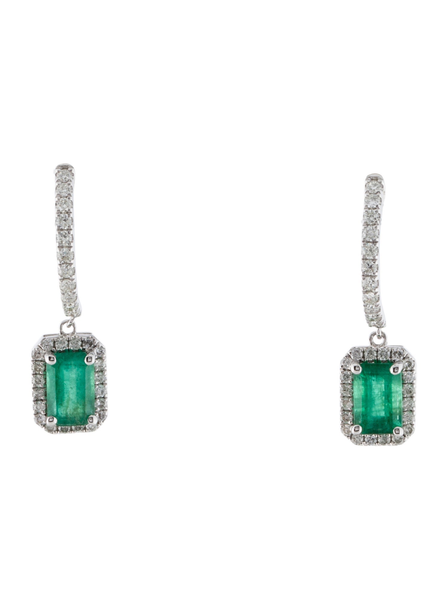 Earrings 14K 1.35ctw Emerald & Diamond Drop Earrings