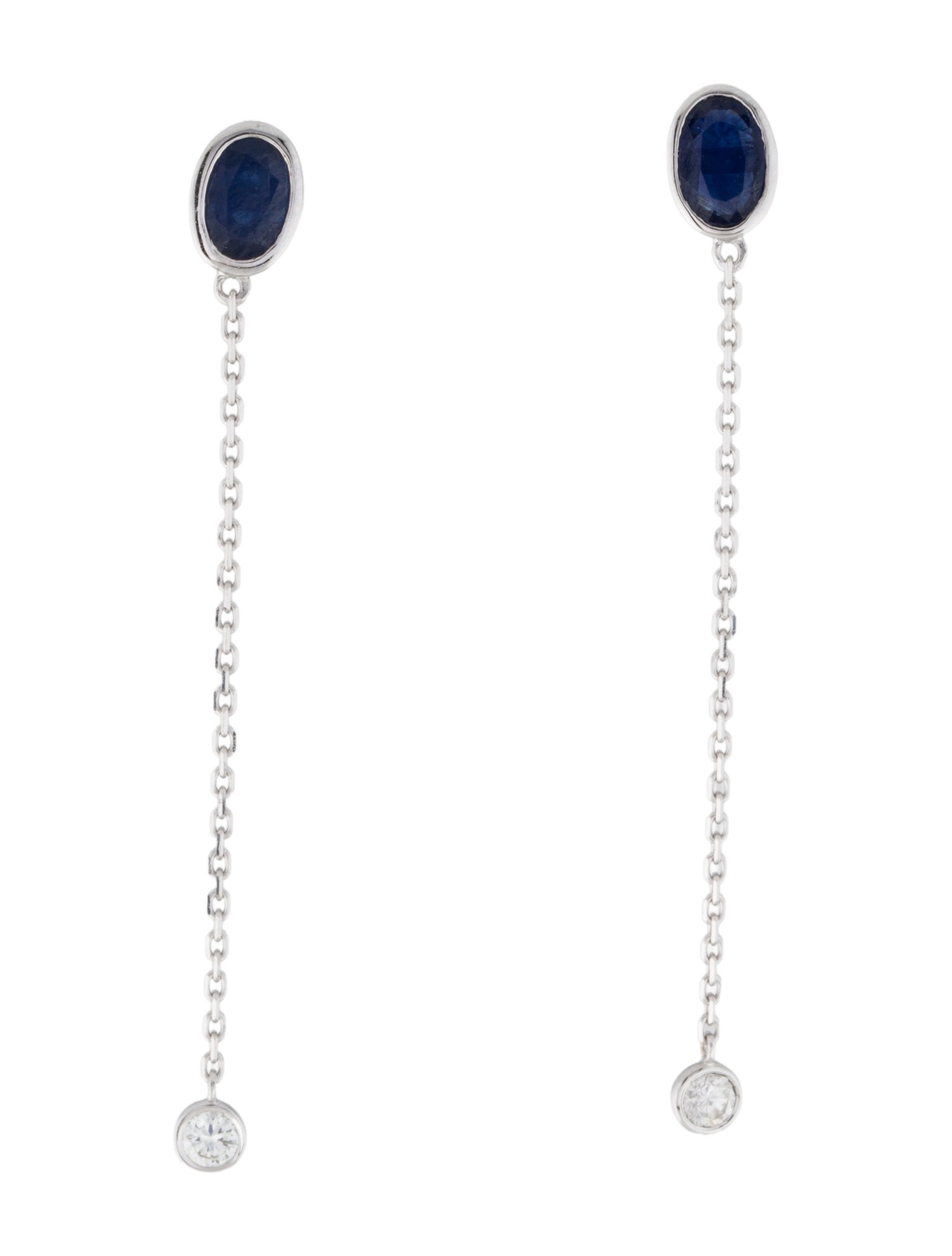Earrings 14K Sapphire & Diamond Drop Earrings