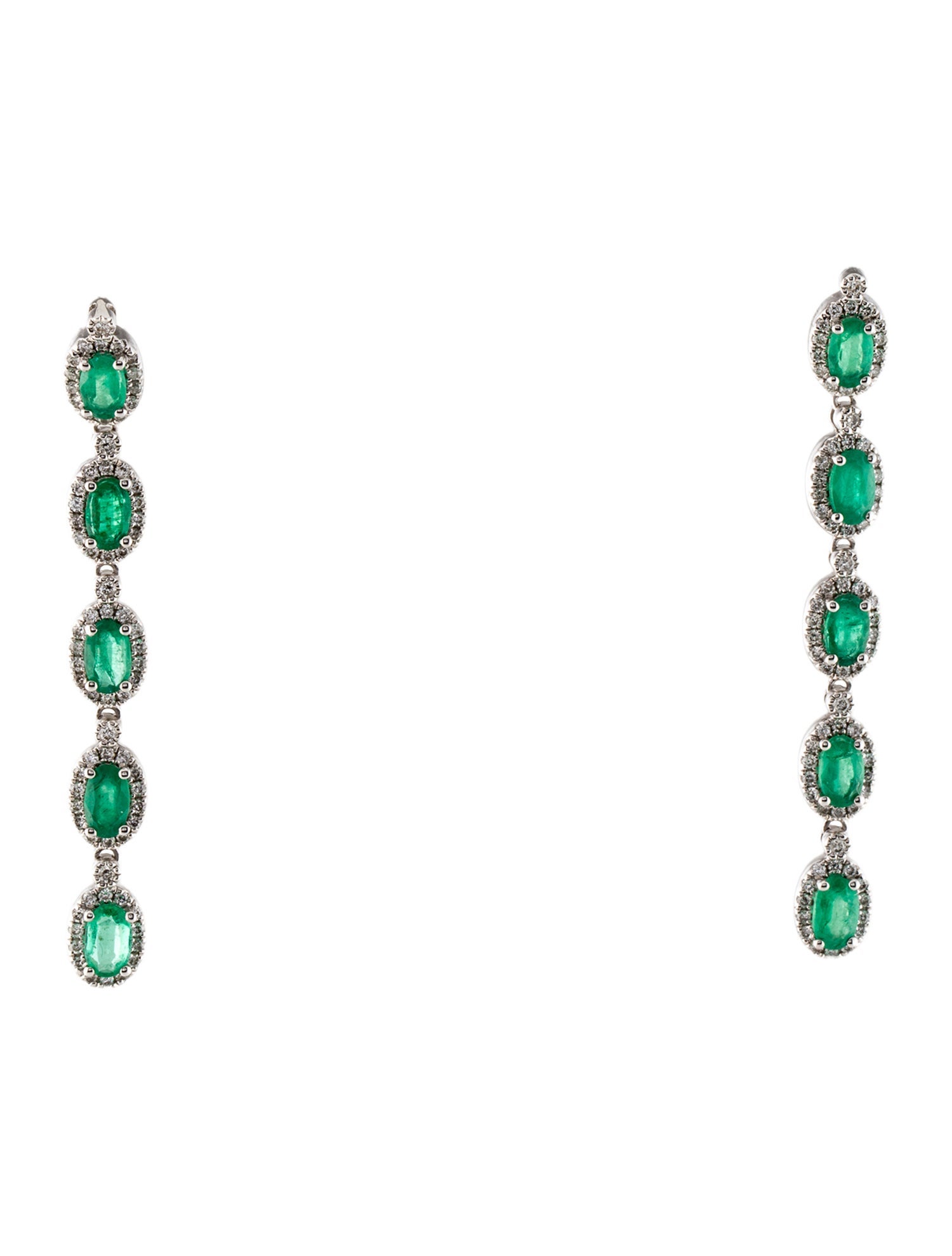 Earrings 14K Emerald & Diamond Drop