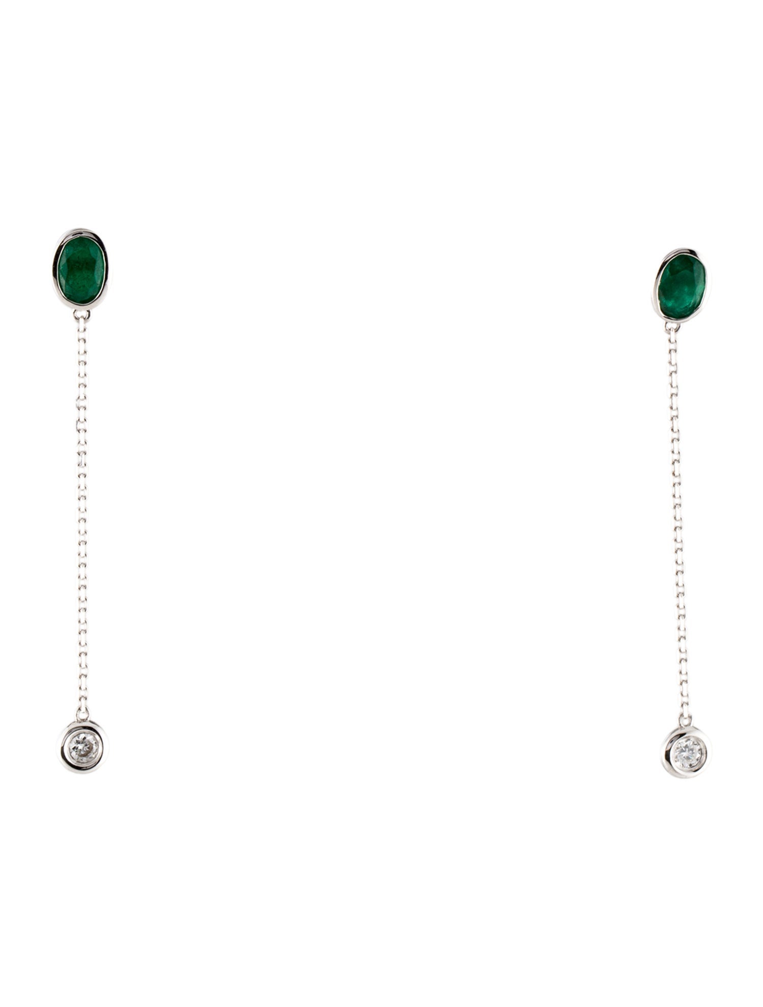 Earrings 14K Emerald & Diamond Drop Earrings