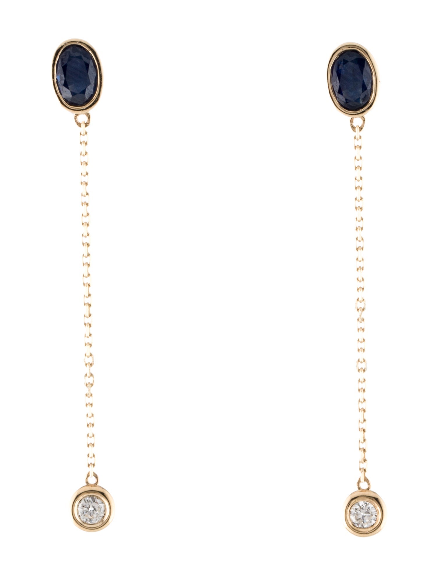 Earrings 14K Sapphire & Diamond Drop