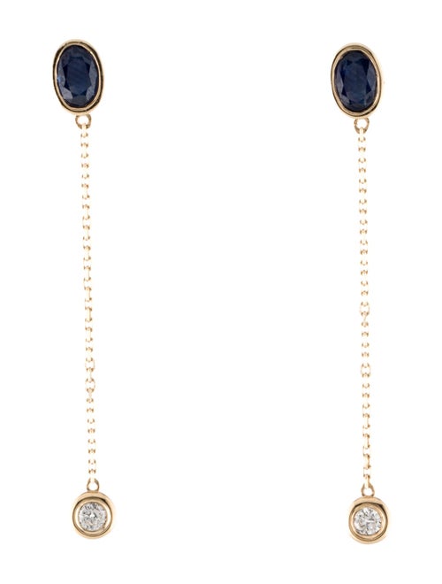 Earrings 14K Sapphire & Diamond Drop Earrings