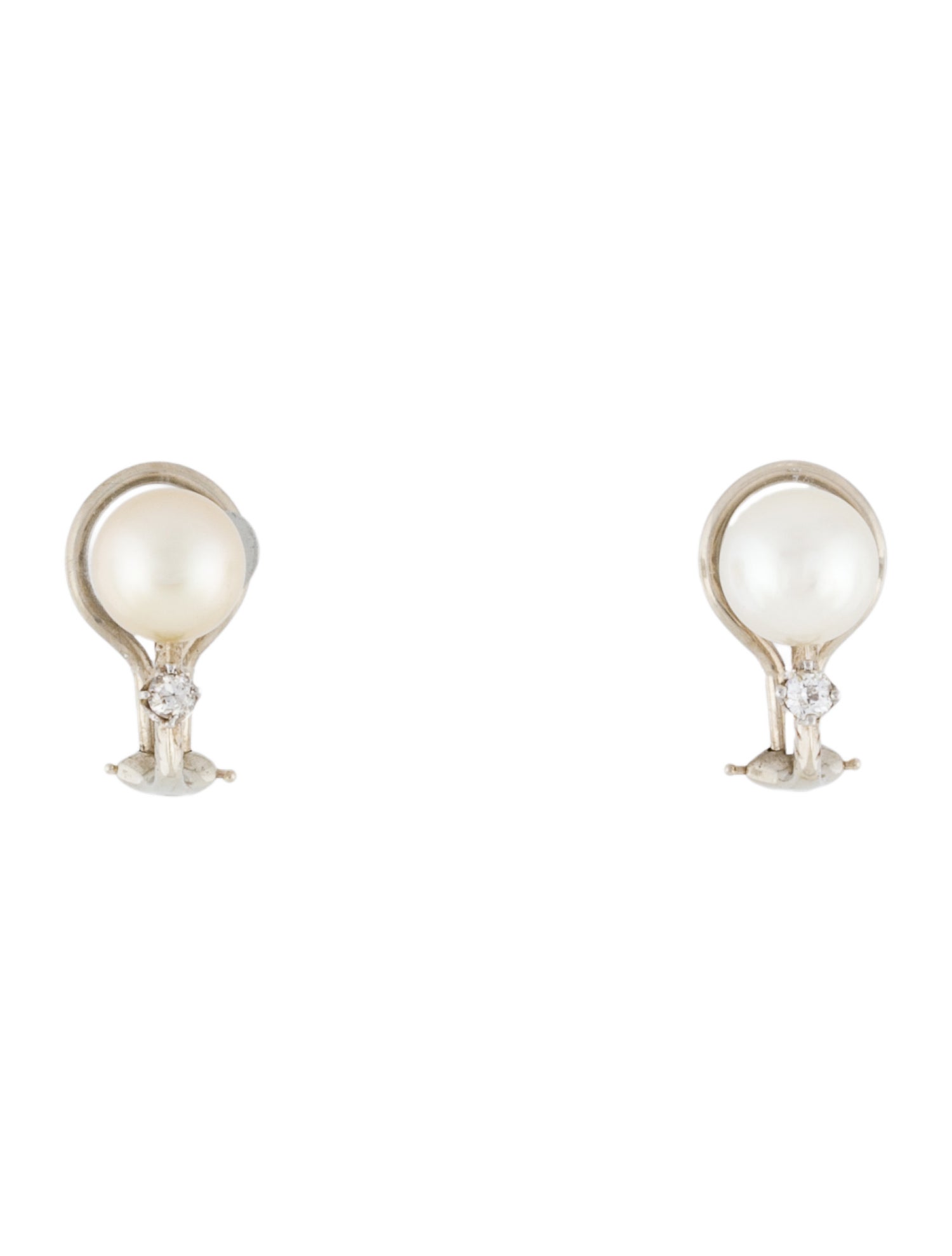 Earrings Pearl & Diamond Clip On Earrings