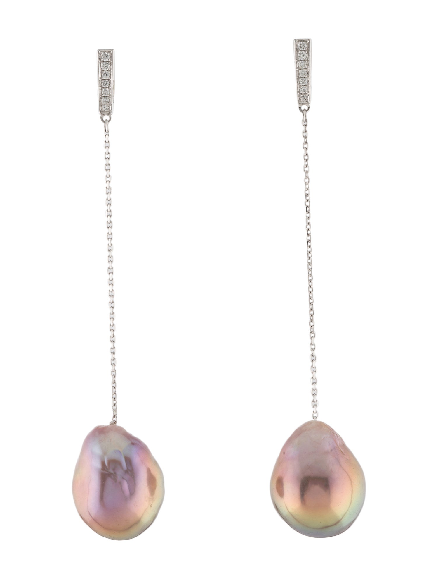 Earrings 18K Pearl & Diamond Drop Earrings