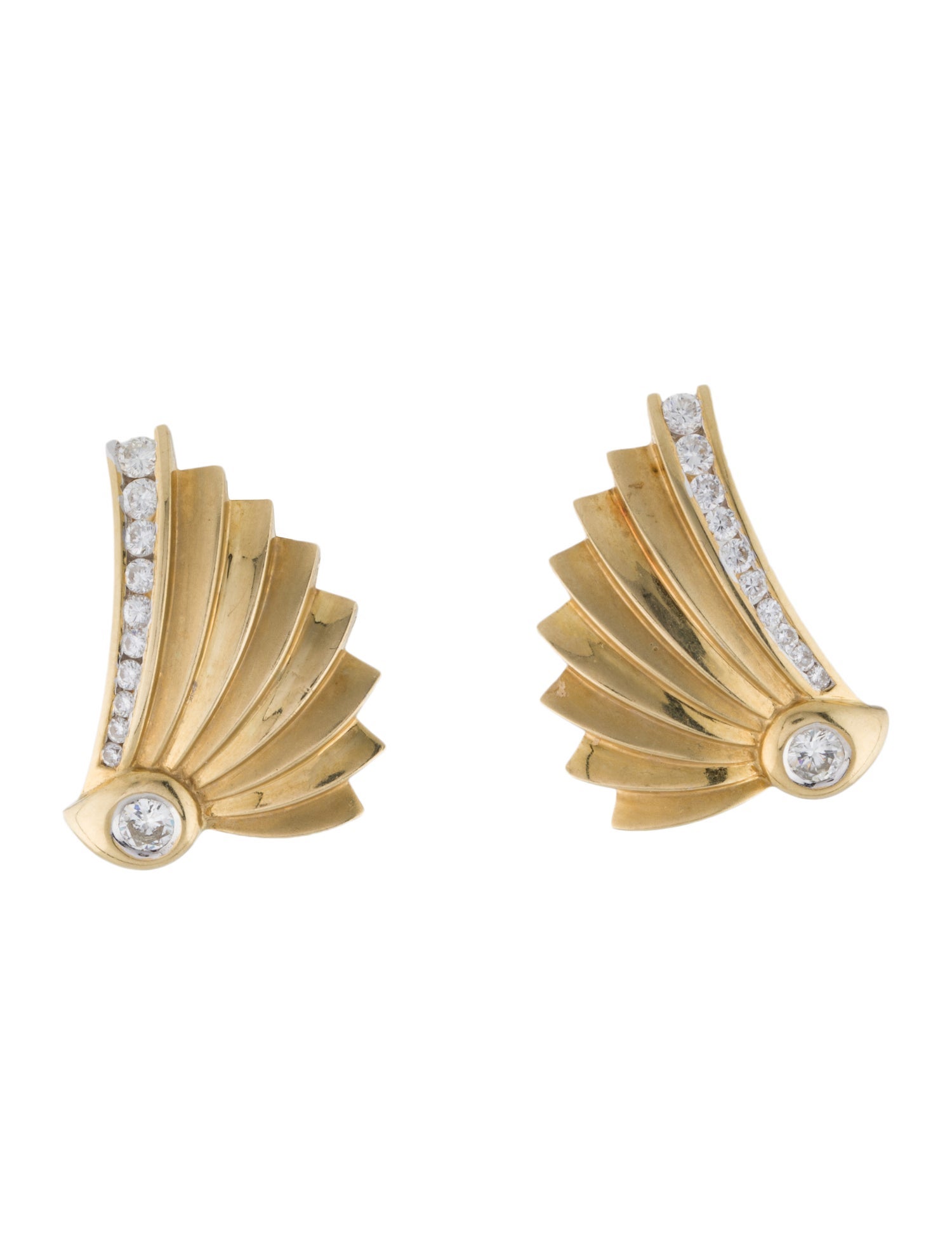 Earrings 18K Diamond Fan Earclip