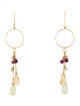 Earrings 18K Citrine, Quartz & Rhodolite Drop Earrings