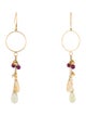 Earrings 18K Citrine, Quartz & Rhodolite Drop Earrings