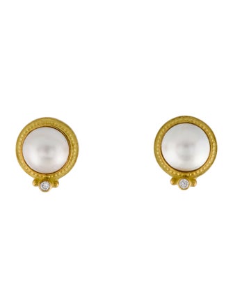 Earrings 18K Pearl & Diamond Stud Earrings