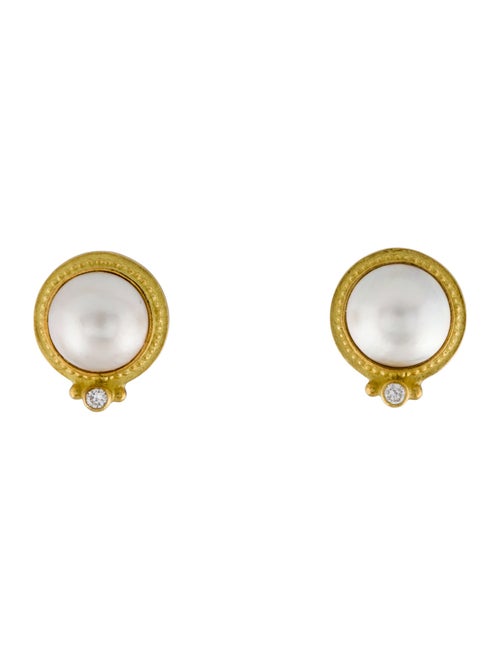 Earrings 18K Pearl & Diamond Stud Earrings