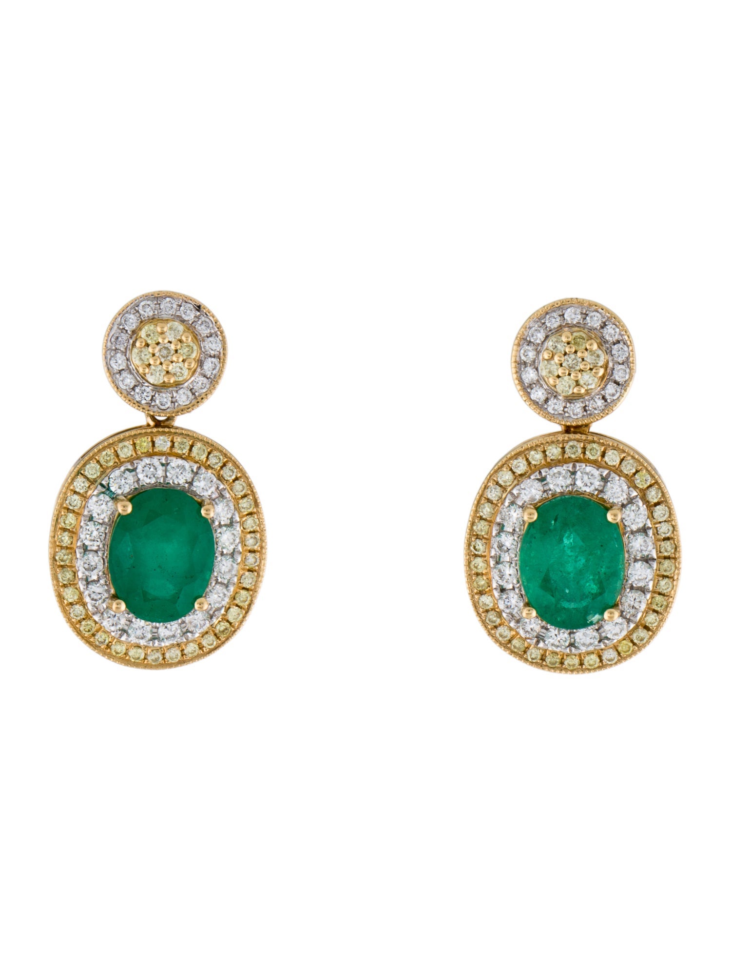 Earrings 18K 3.75ctw Emerald & Diamond Drop Earrings