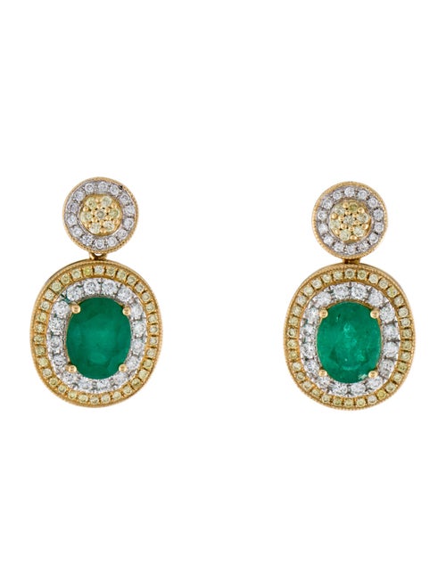 Earrings 18K 3.75ctw Emerald & Diamond Drop Earrings