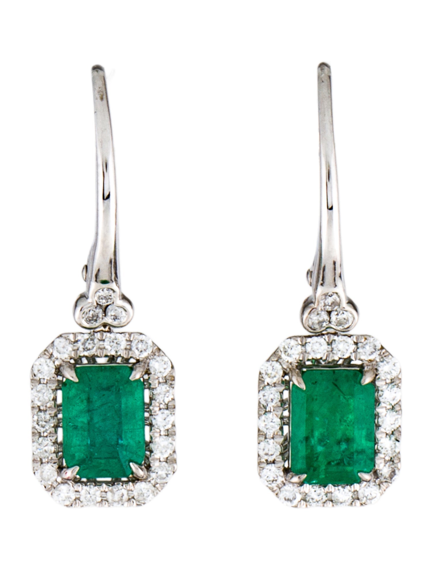 Earrings 14K 1.71ctw Emerald & Diamond Drop
