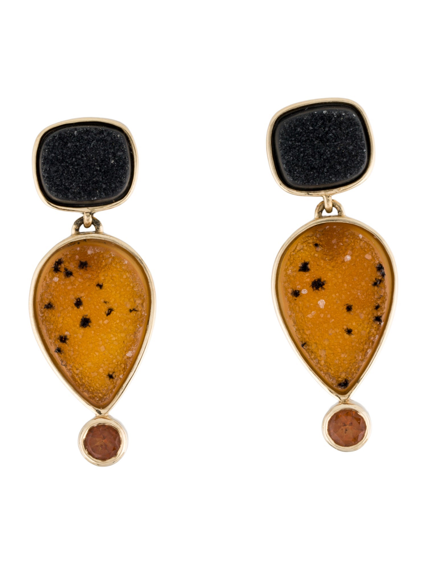Earrings 14K Spessartine Garnet & Druzy Drop Earrings