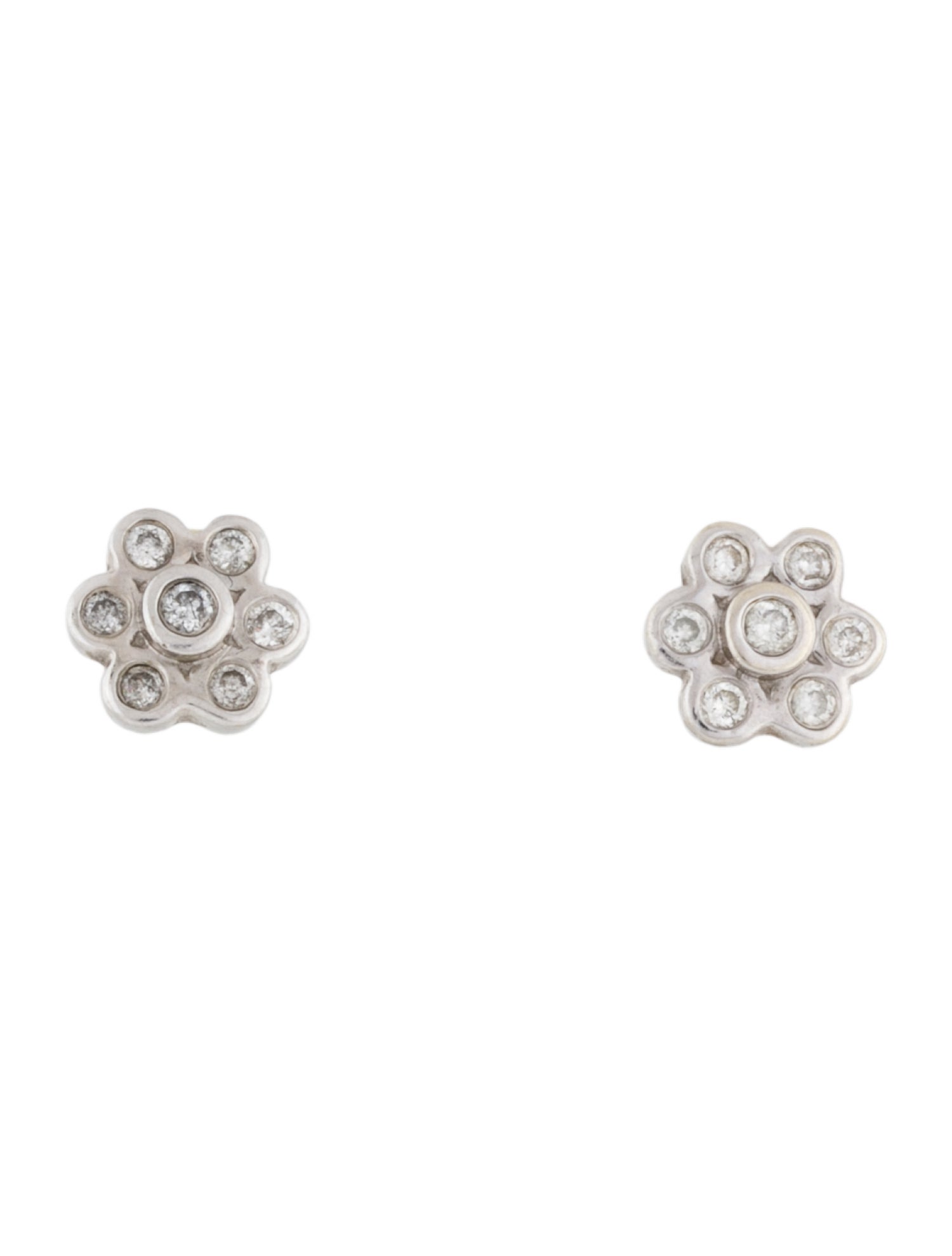 Earrings 14K Diamond Flower Stud Earrings