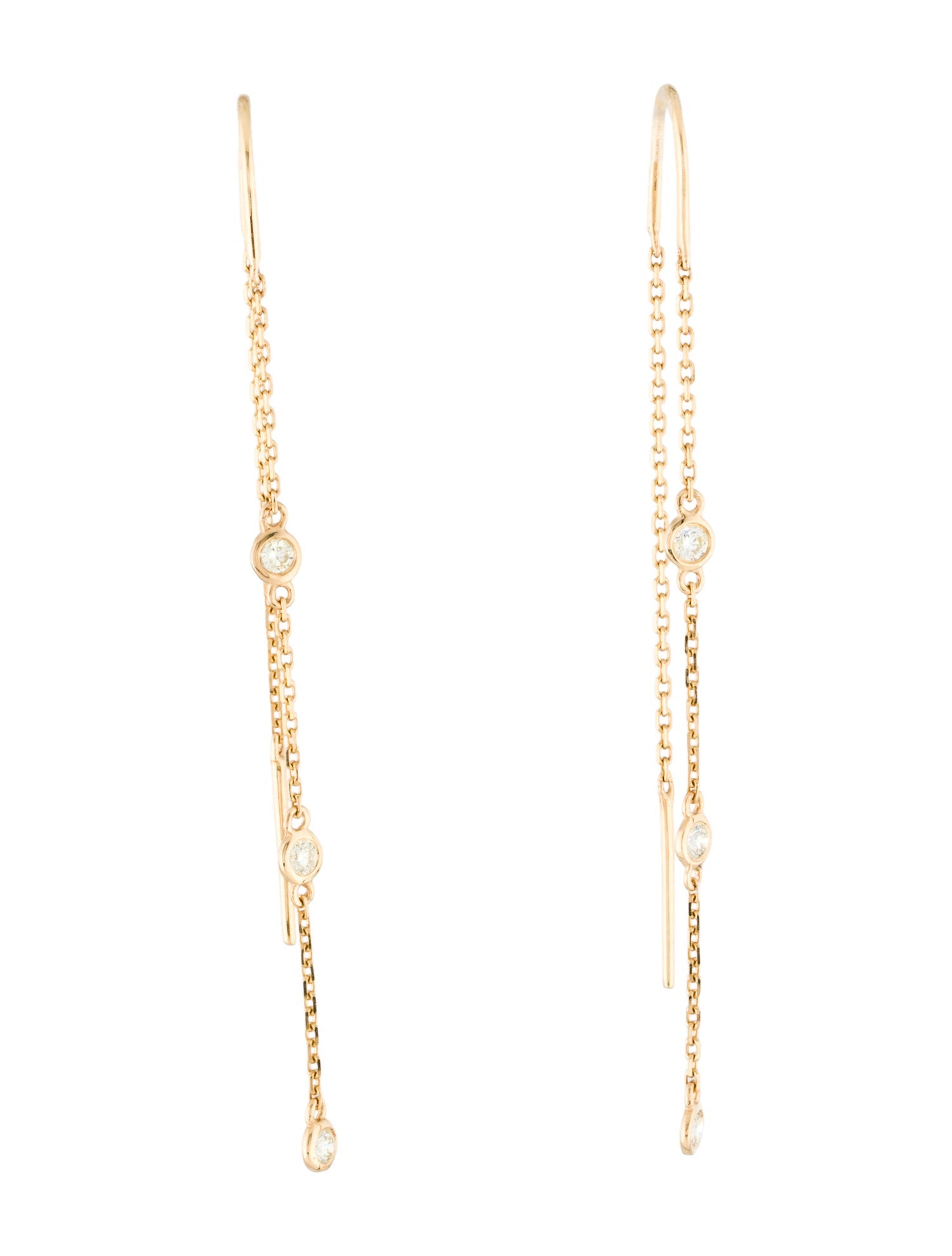 Earrings 14K Diamond Threader Drop Earrings