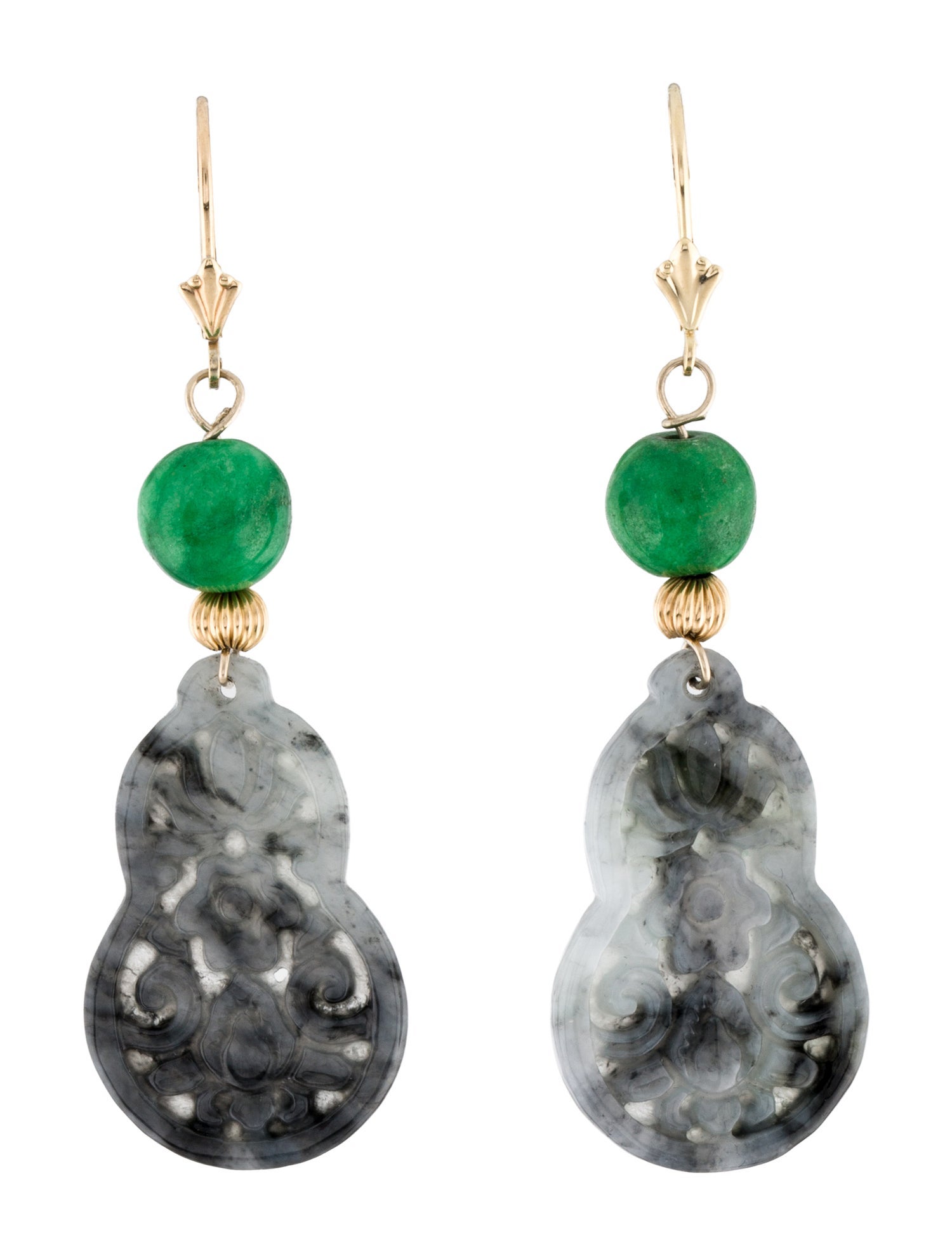 Earrings 14K Dyed Jadeite Drop Earrings