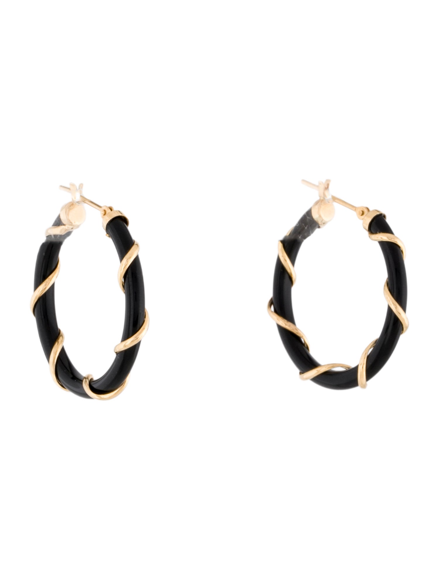 Earrings 18K Onyx Hoop Earrings