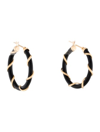 Earrings 18K Onyx Hoop Earrings