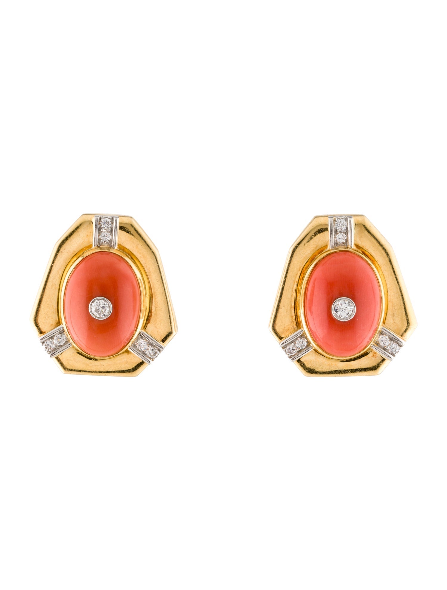 Earrings Coral & Diamond Clip-On