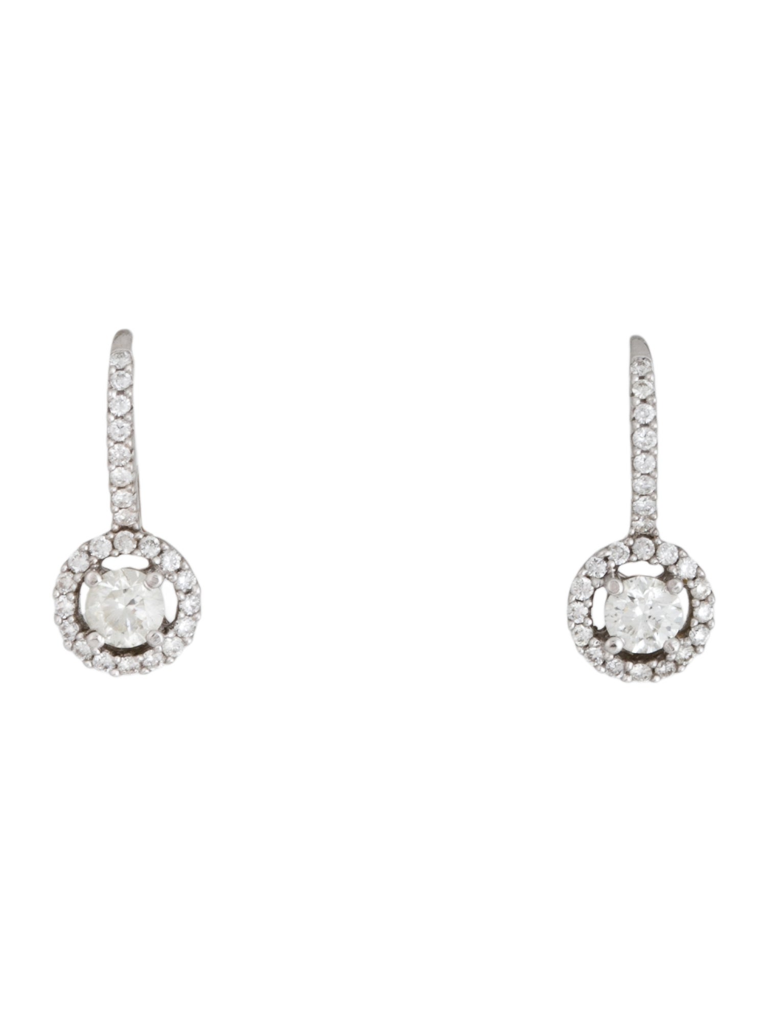 Earrings 18K Diamond Halo Drop Earrings