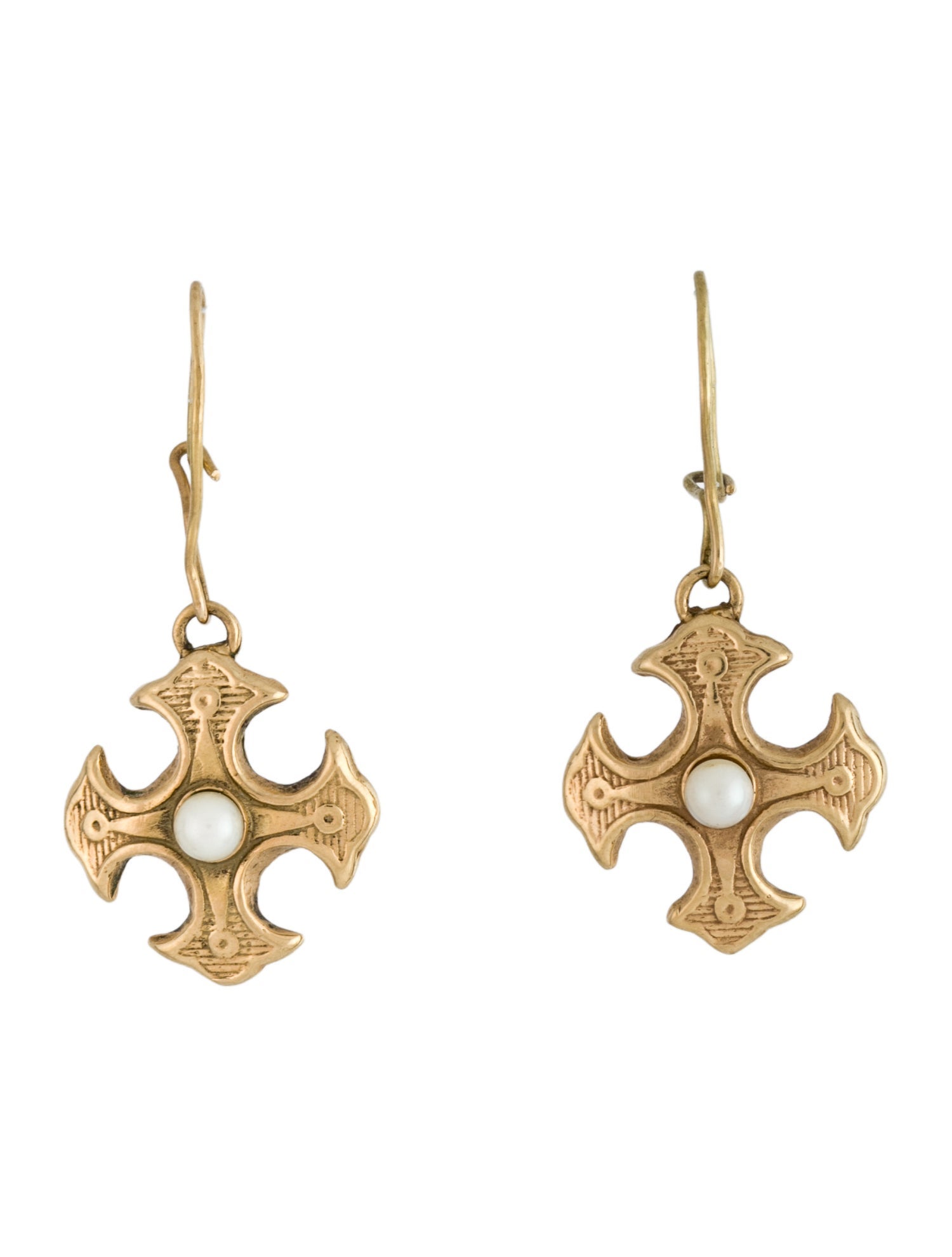 Earrings 14K Cultured Pearl Cross Drop Earrings