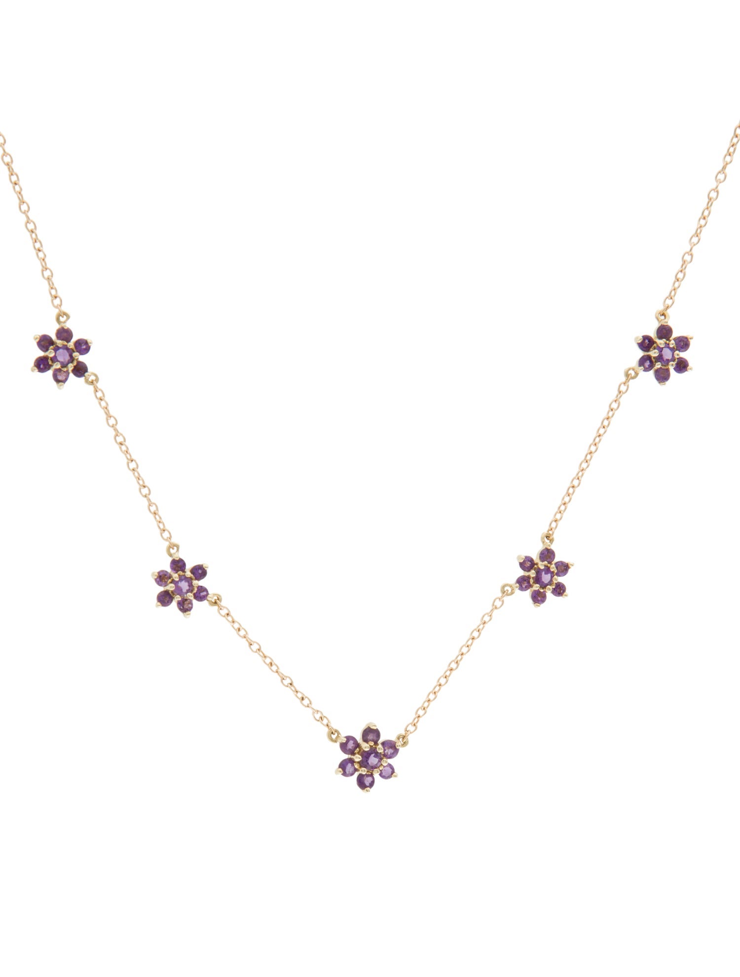 Earrings 14K 2.06ctw Amethyst Floral Station Necklace