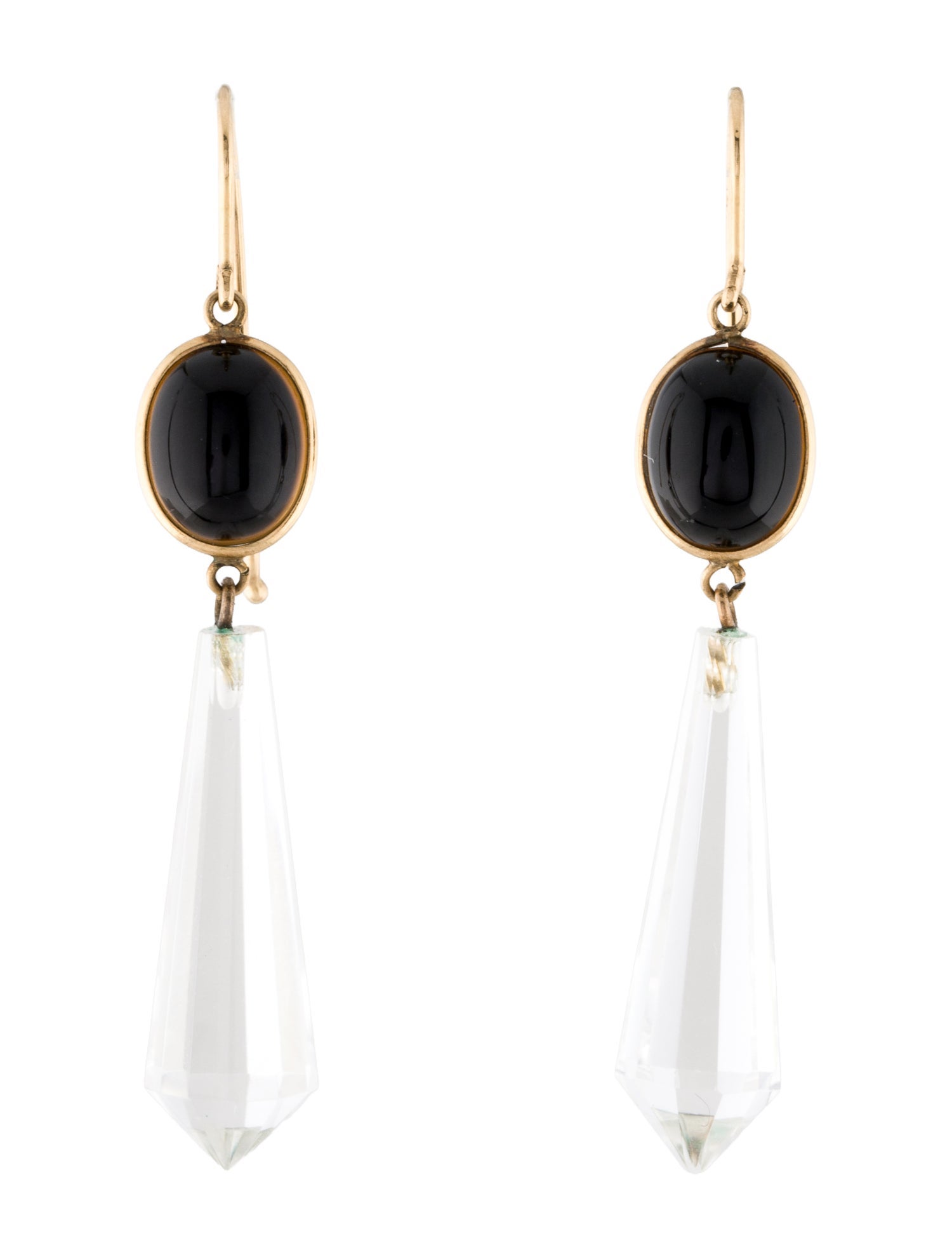 Earrings 14K Onyx & Quartz Drop Earrings