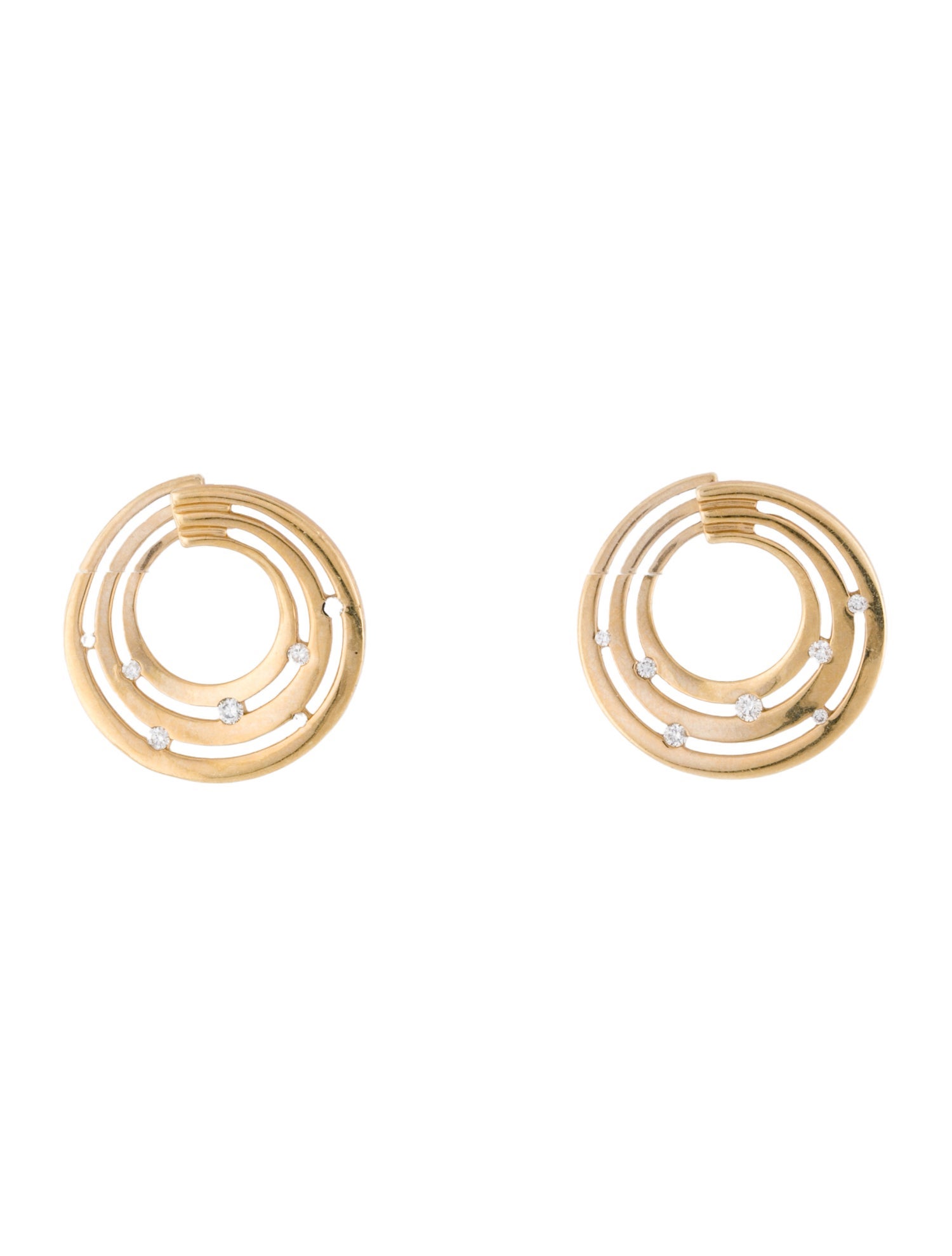 Earrings 14K Diamond Circle Swirl Drop Earrings
