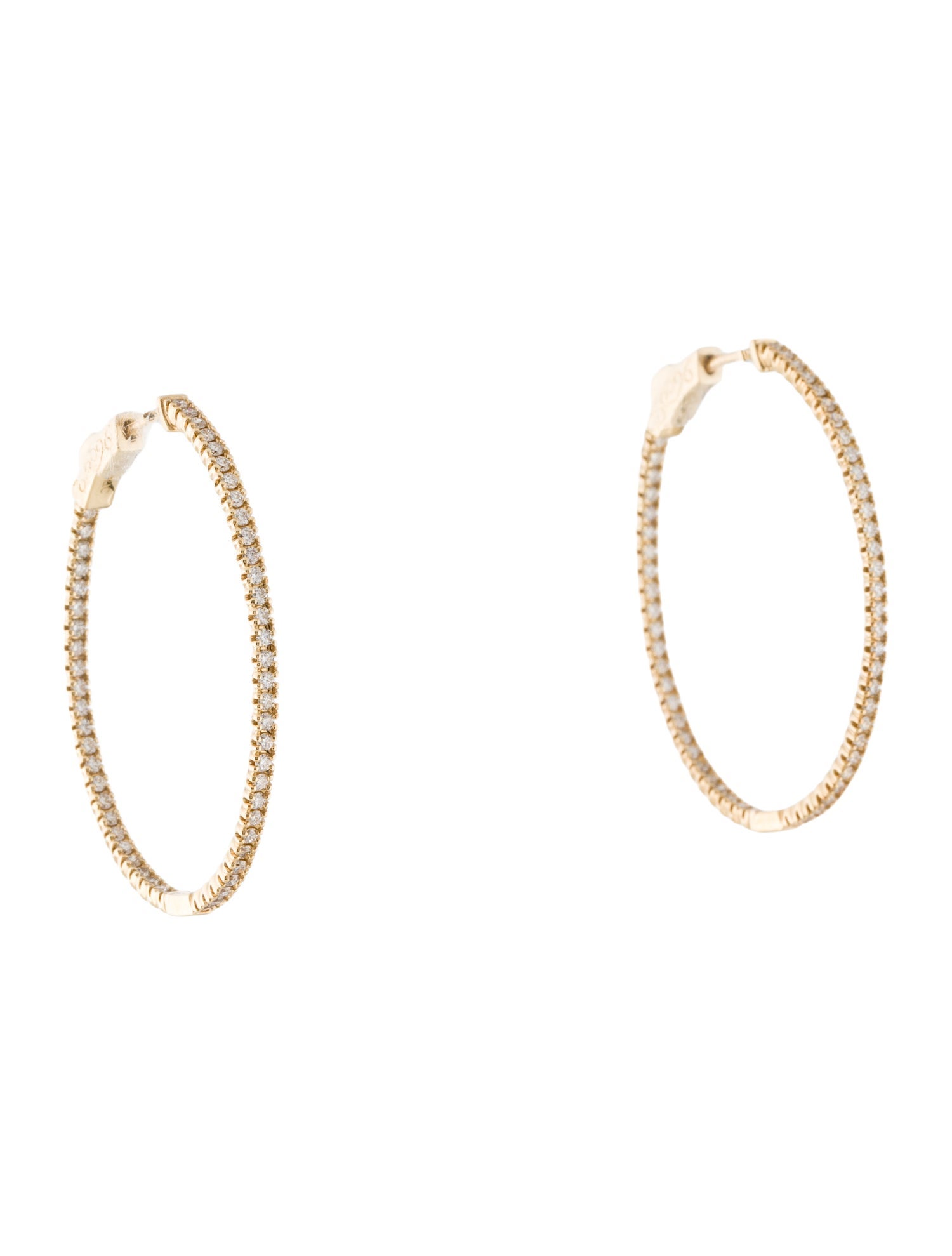 Earrings 14K 1.04ctw Diamond Inside-Outside Hoop Earrings