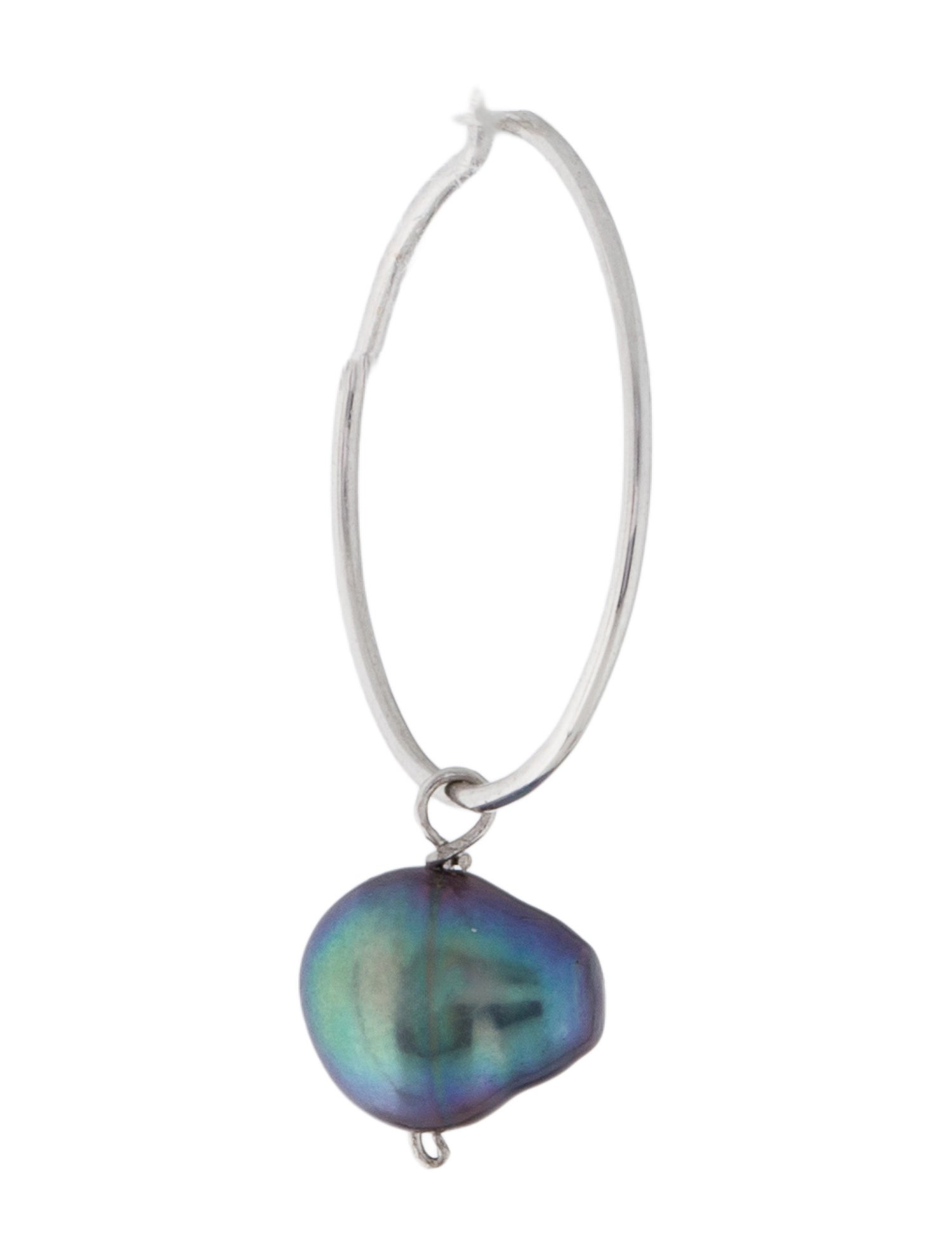 Earrings 18K Pearl Single Hoop Earring