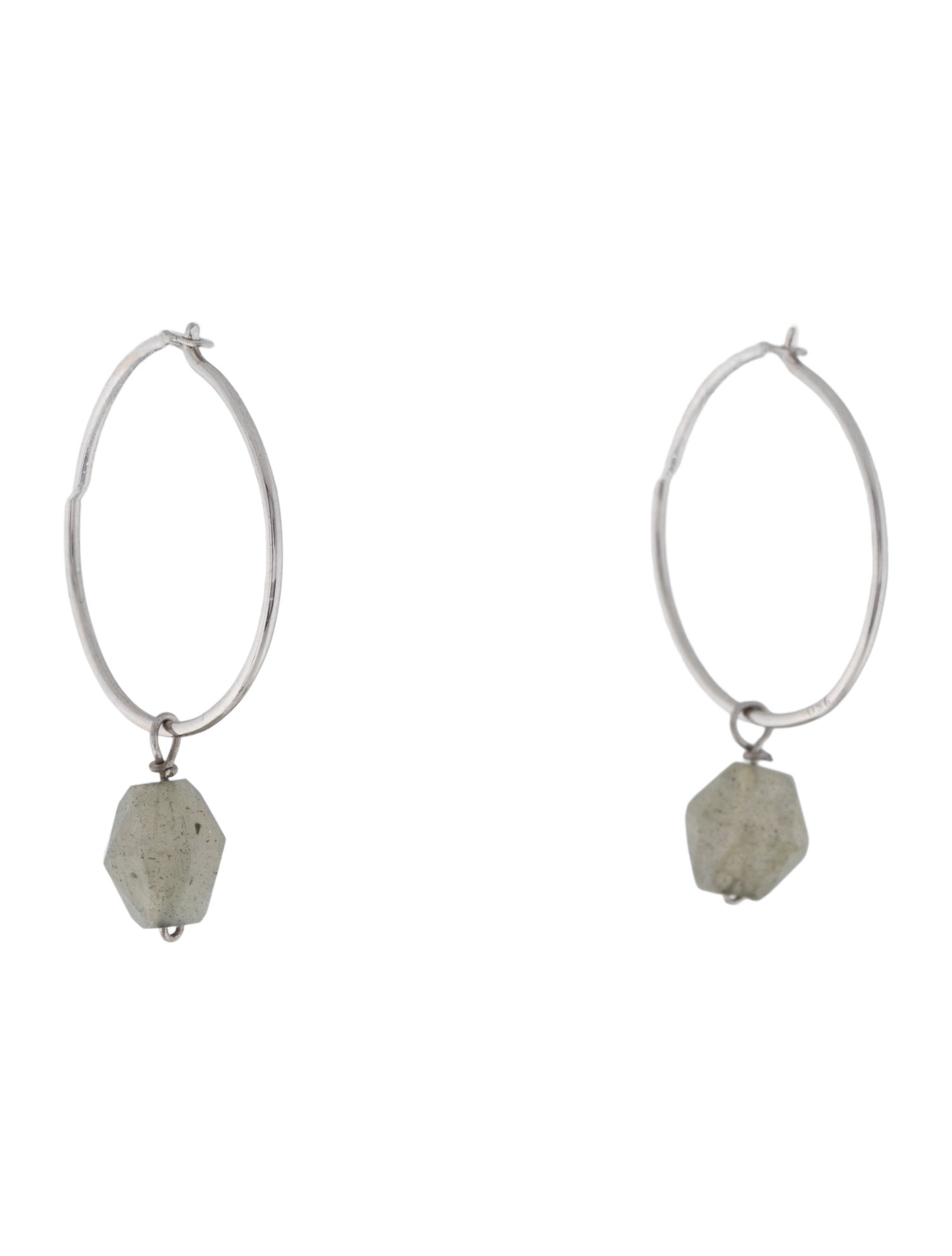 Earrings 18K Moonstone Drop Hoop Earrings