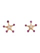 Earrings 14K Ruby & Diamond Star Stud Earrings