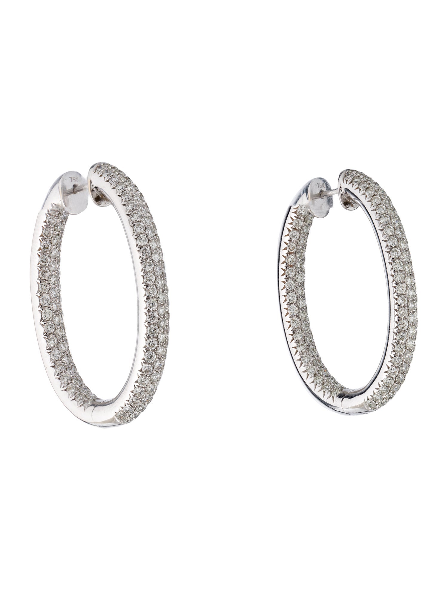 Earrings 18K 5.00ctw Diamond Inside-Outside Hoop Earrings
