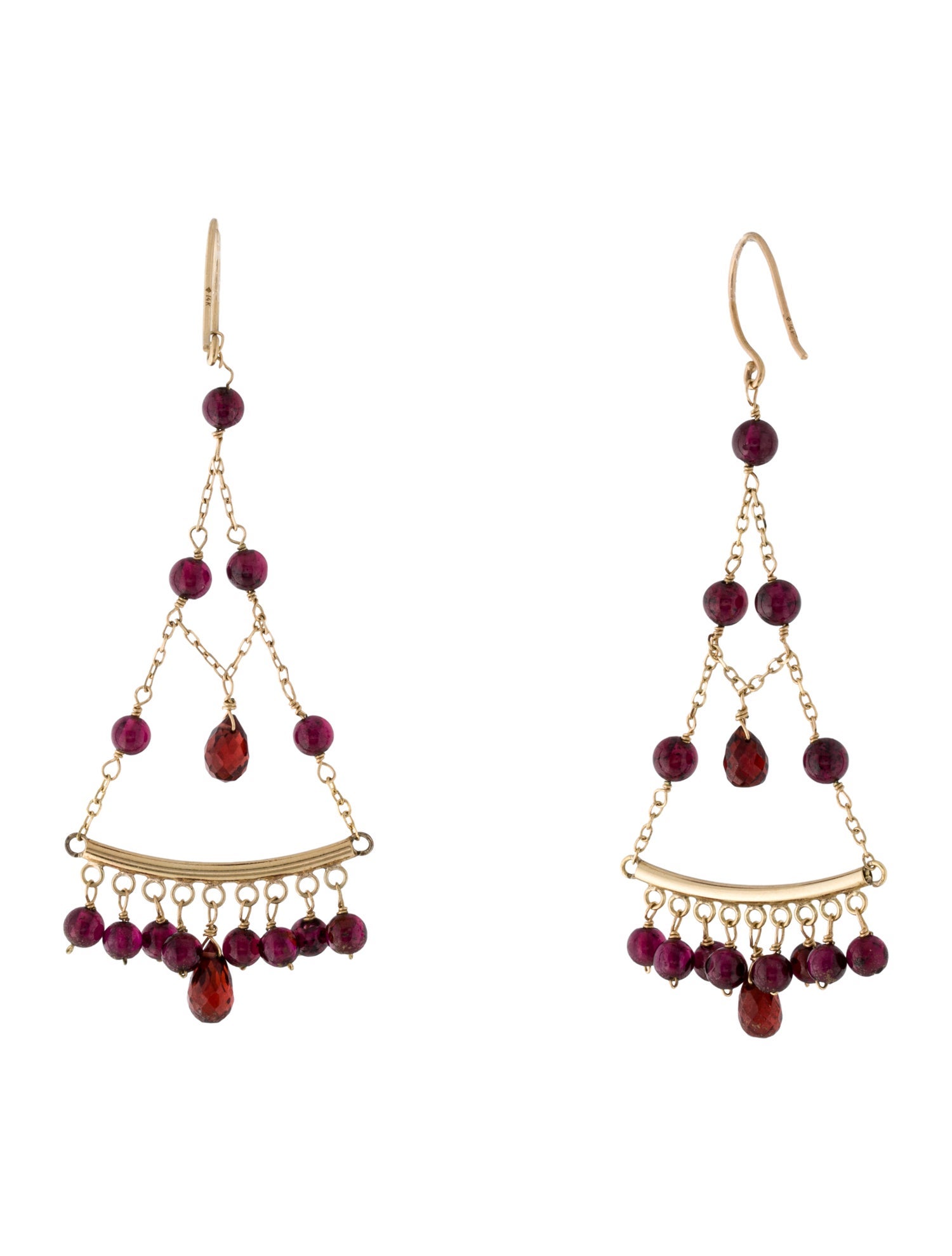 Earrings 14K Garnet Chandelier Earrings