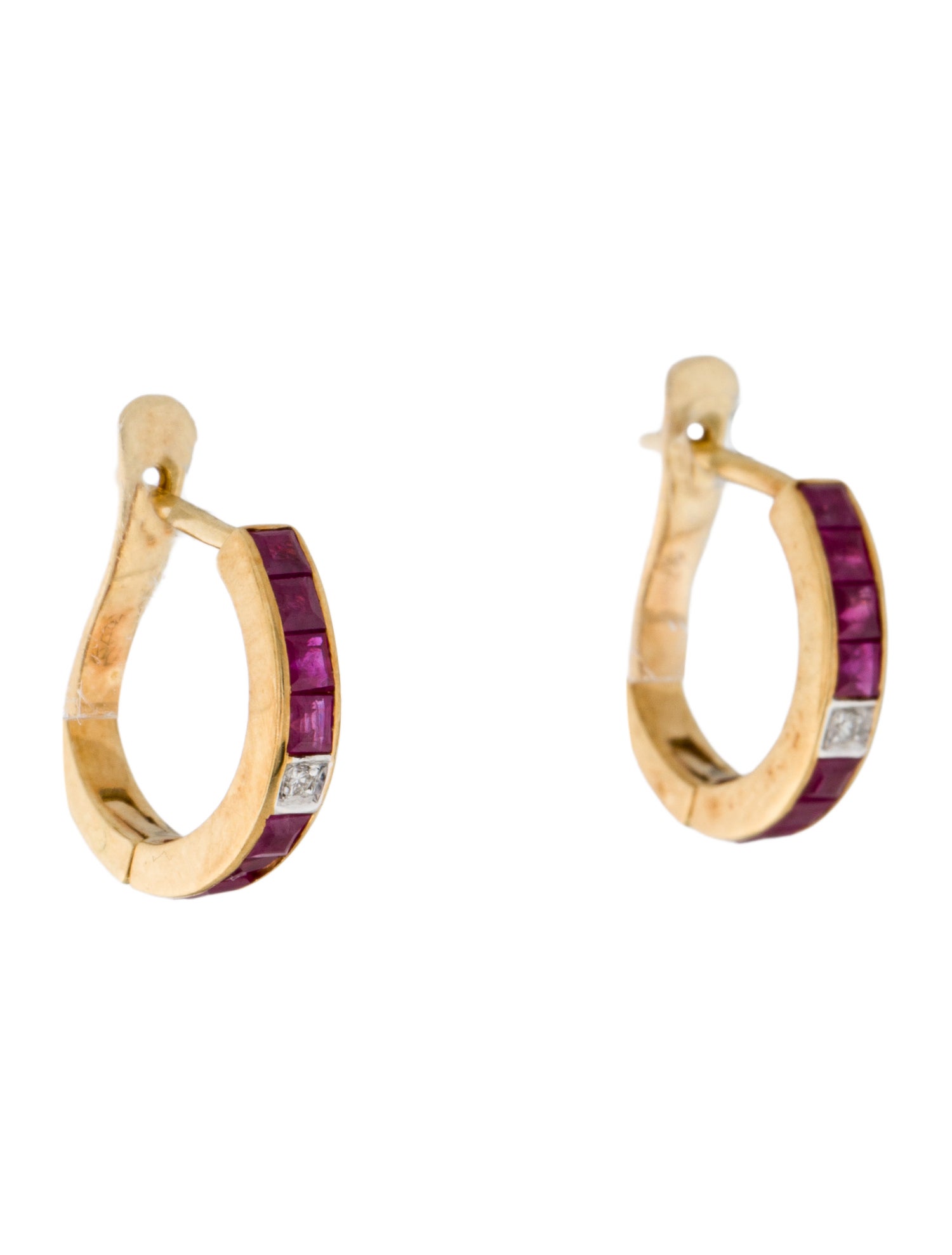 Earrings 18K Ruby & Diamond Hoop