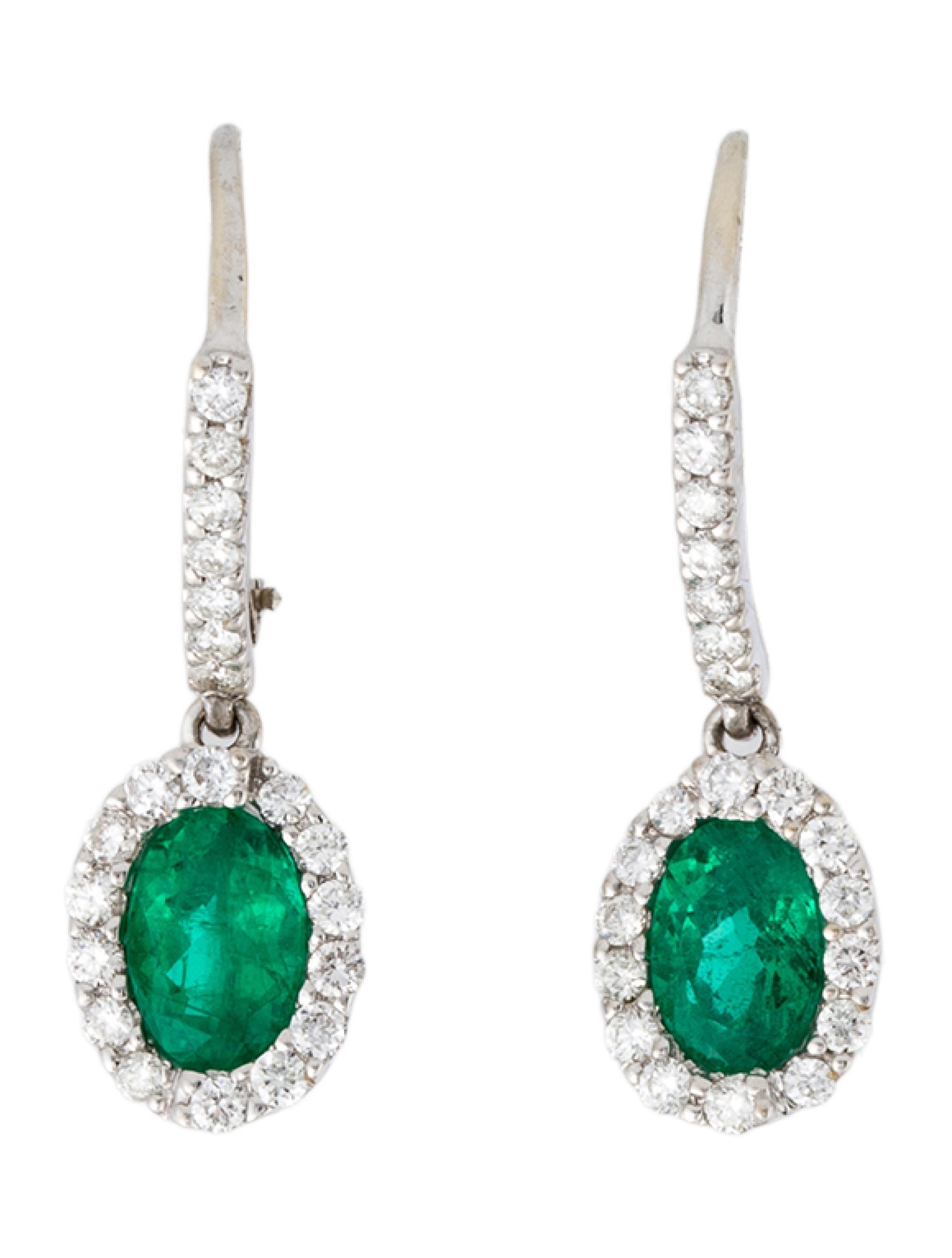 Earrings 14K Emerald & Diamond Drop Earrings