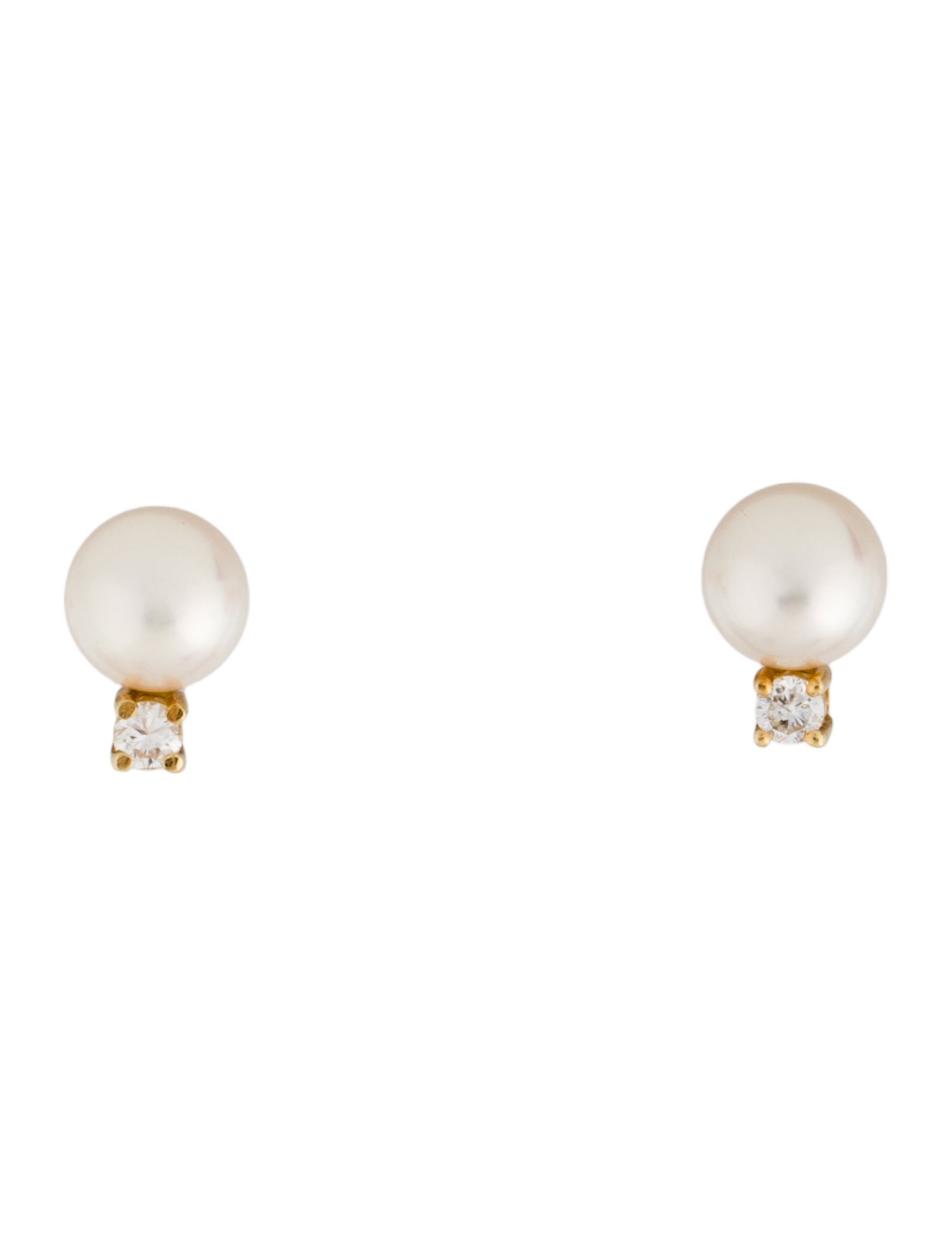 Earrings 18K Pearl & Diamond Stud Earrings