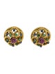 Earrings 18K Ruby, Emerald & Sapphire Clip-On Earrings